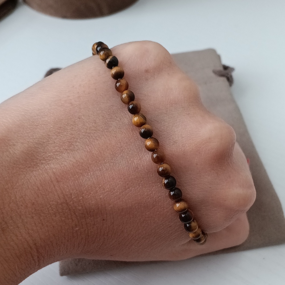 David Yurman Men's Tiger's Eye Sterling Silver 4mm Beaded Bracelet